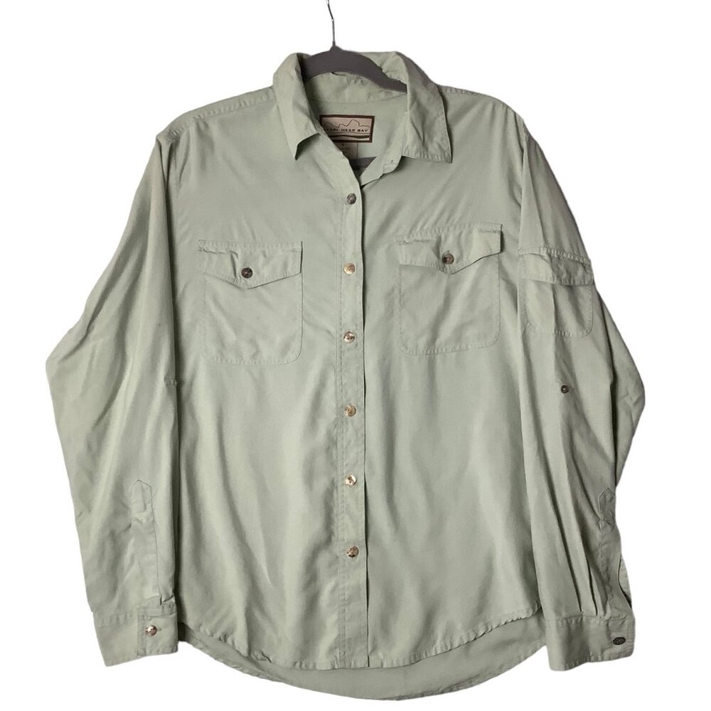 Vtg Pearl Head Bay 100% Silk Button Front Shirt Blouse‎ Women Medium Long Sleeve